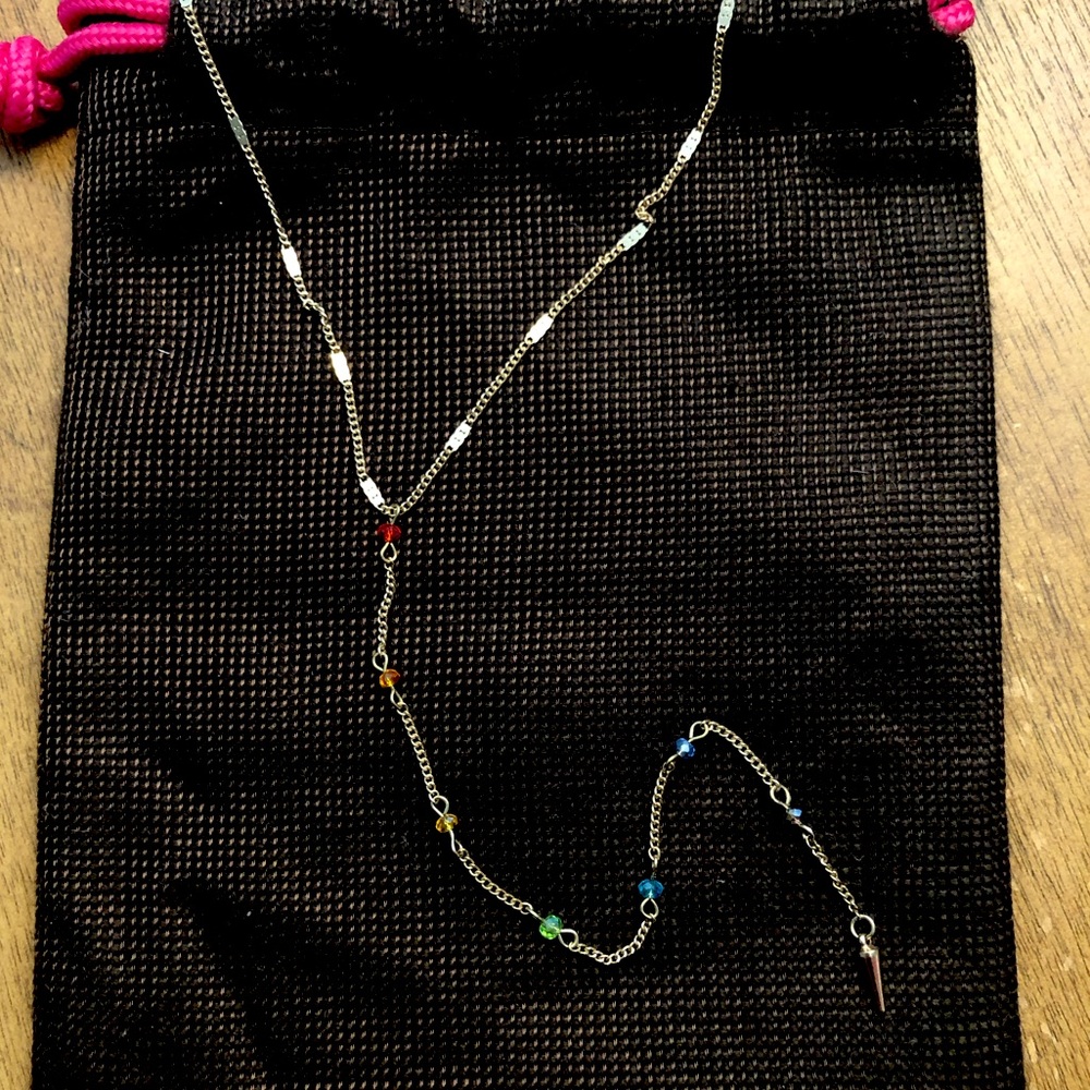 Free People Dainty Rainbow Bead Y-shaped Necklace - Gold